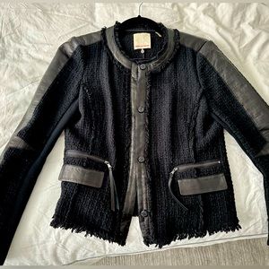 REBECCA TAYLOR EVENING JACKET WITH LEATHER DETAILS